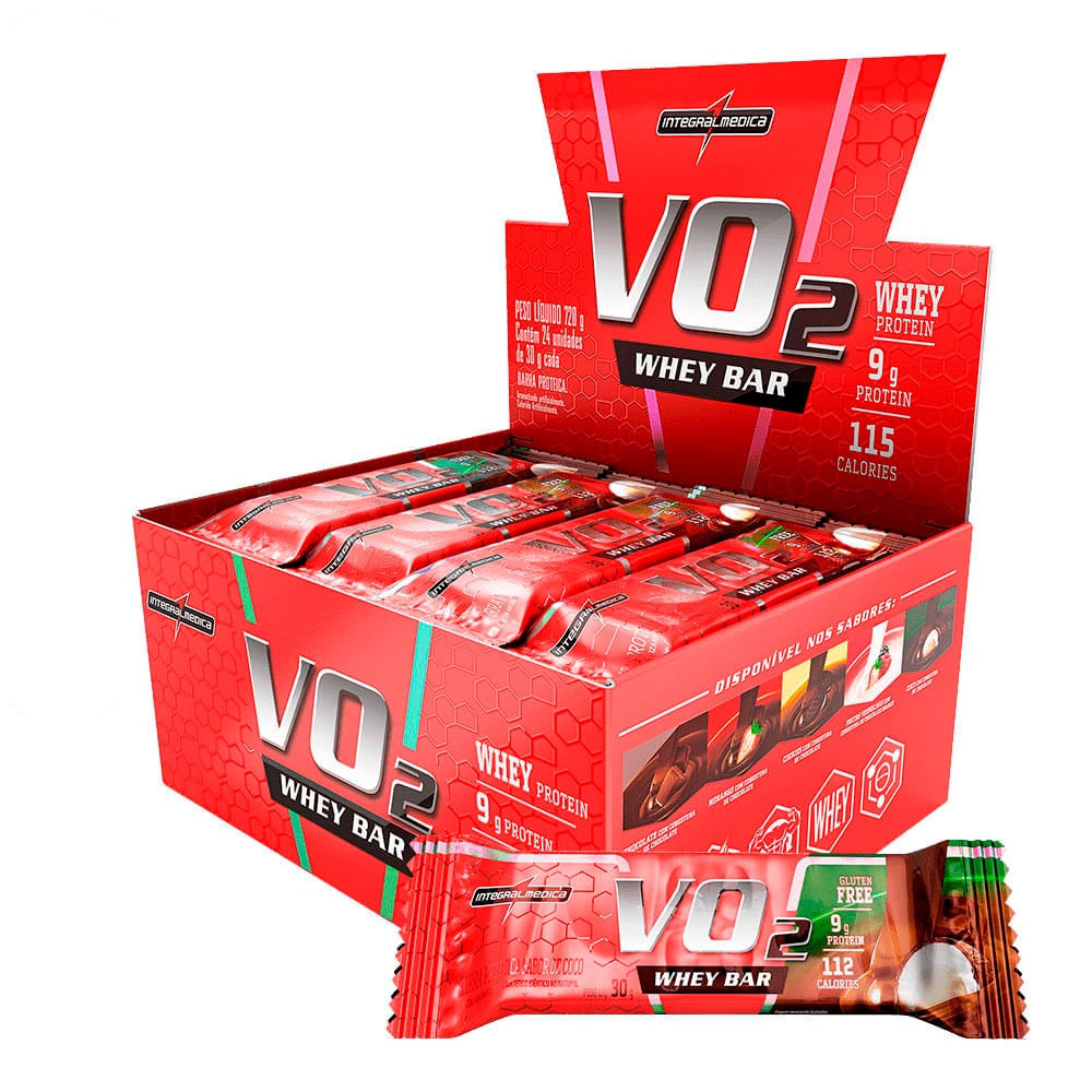 Barrinha Proteica VO2 Whey Bar Integralmédica Coco 12un