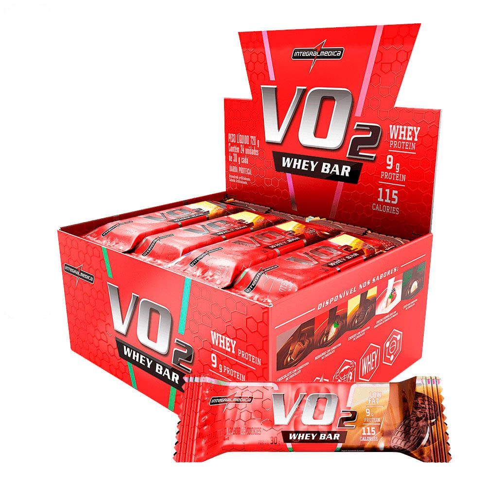 Barrinha Proteica VO2 Whey Bar Integralmédica Cookies 12un