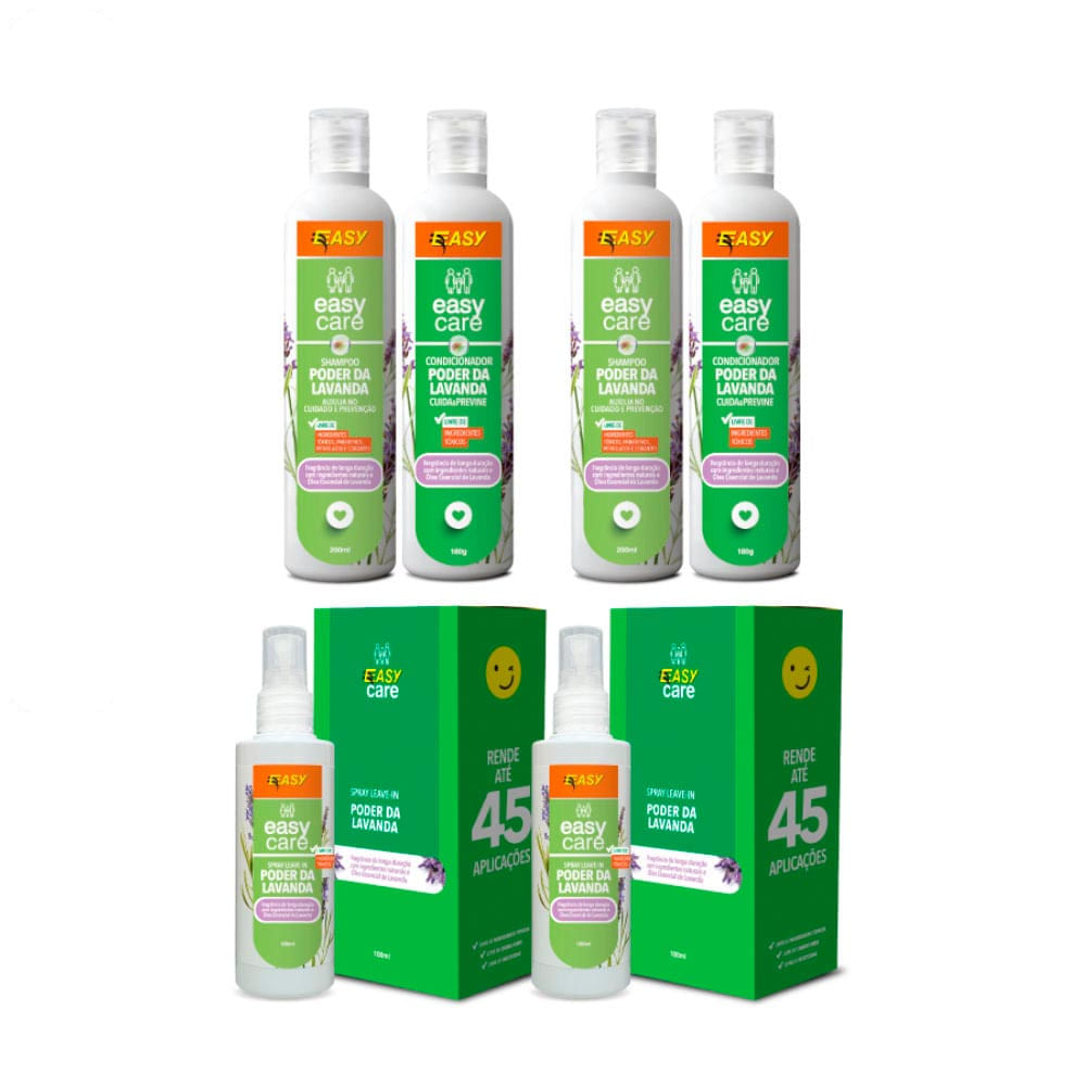 Combo Repelente: 2 Shampoo Repelente Antipiolho + 2 Condicionador Repelente Antipiolho + 2 Spray Repelente Antipiolho