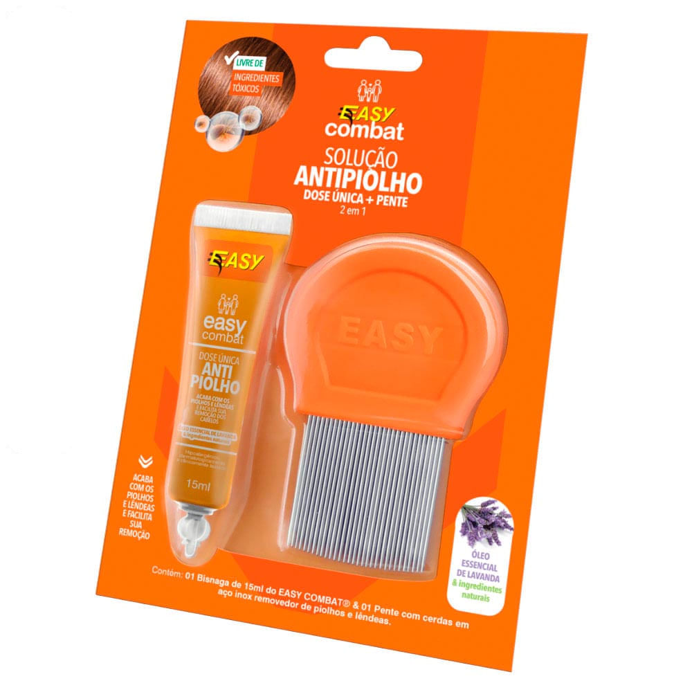 Kit Econômico Easy Combat Dose Única Antipiolho + Pente De Combate