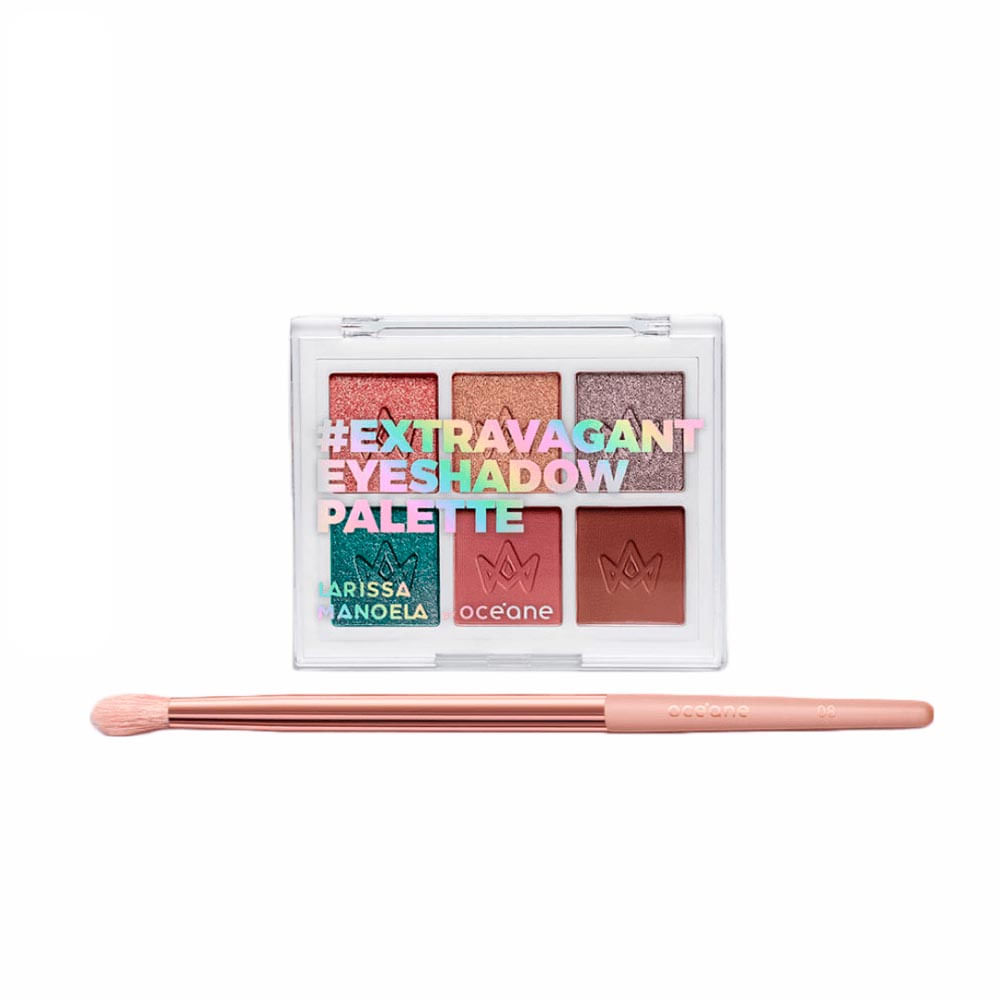 Kit Paleta de Sombras Extravagant Larissa Manoela by Océane + Pincel para Sombra OCN8