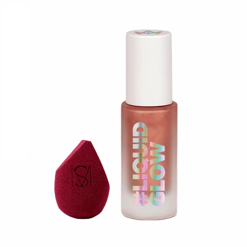 Kit Iluminador Líquido Bronze Larissa Manoela By Océane + Esponja de Maquiagem
