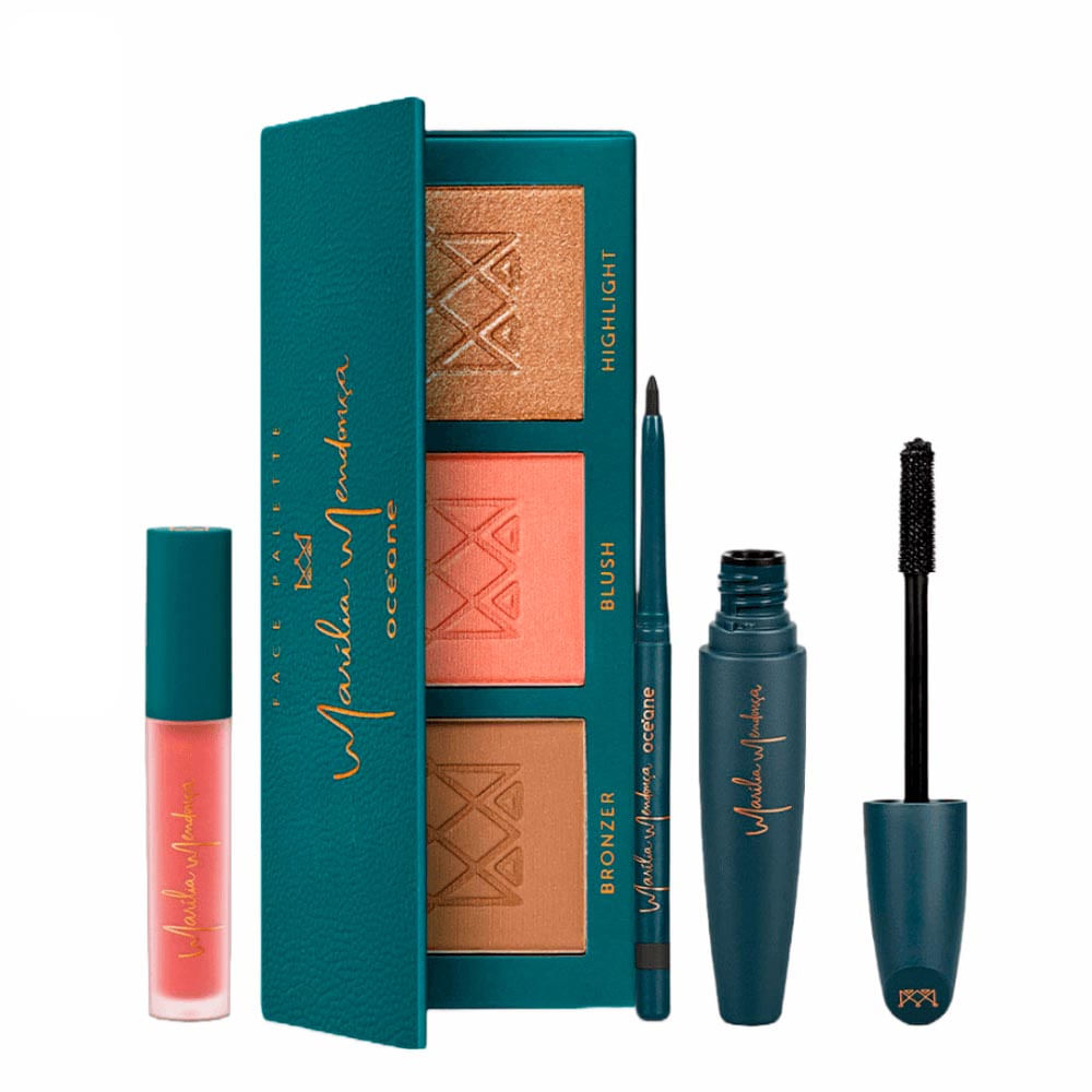 Kit Paleta Multifuncional + Batom Líquido Nude + Máscara para Cílios + Lápis para Olhos Marília Mendonça by Océane