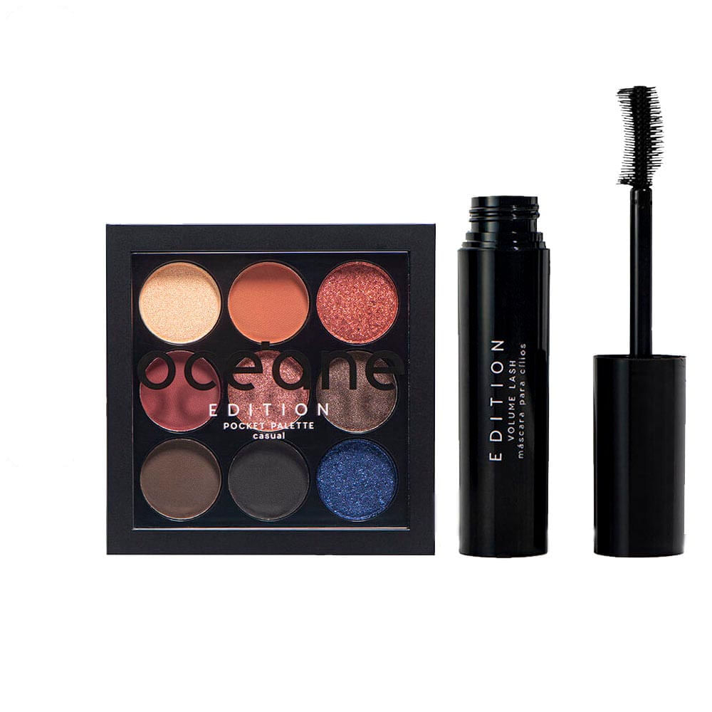 Kit Paleta de Sombras Pocket Casual + Máscara de Cílios Volume Lash Océane