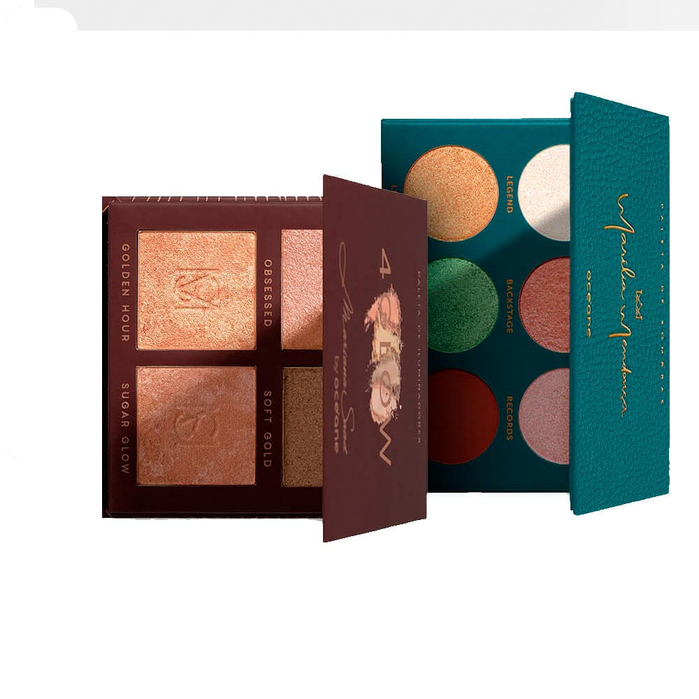 Kit Paleta de Sombras Paleta de Iluminadores 4 Glow Océane