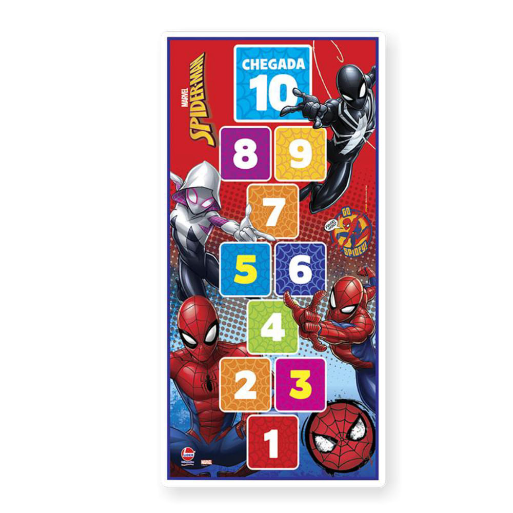 Tapete de Atividades Spiderman Amarelinha Colorido Lider