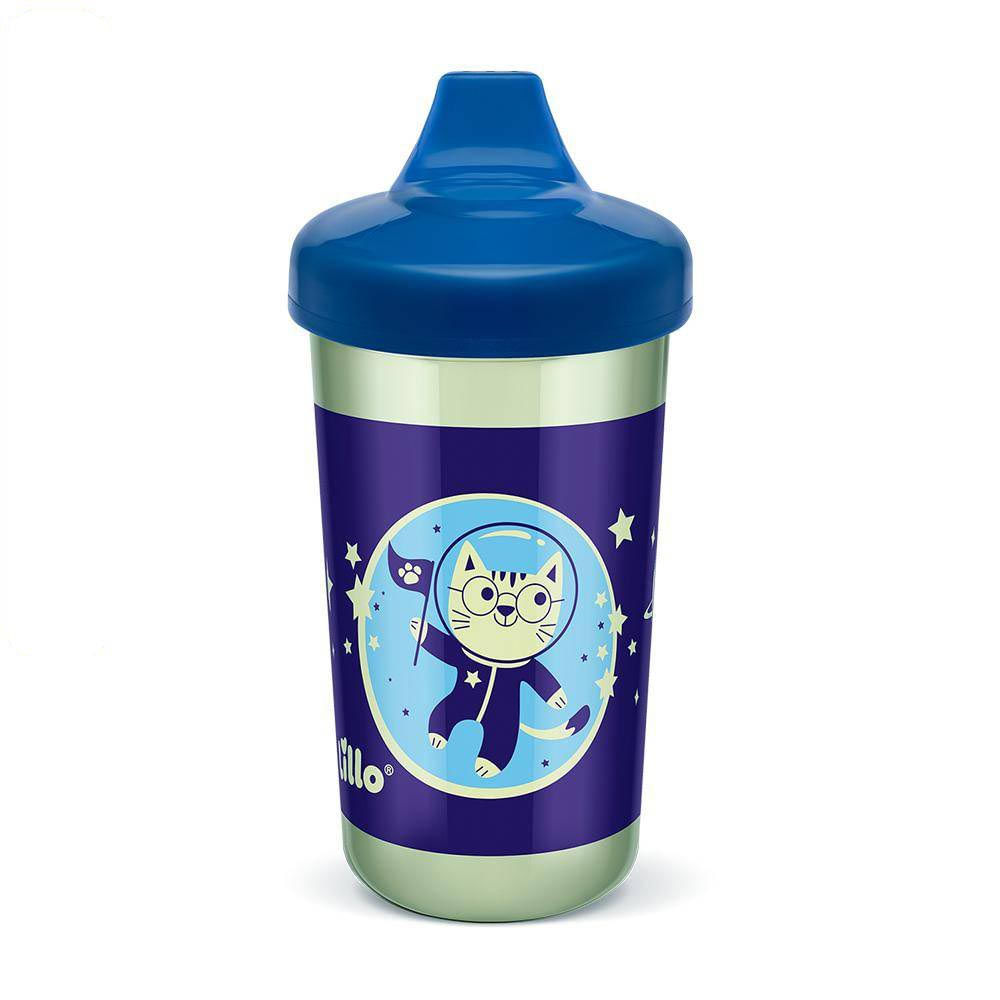 Copo Antivazamento Lillo Glow Max Polipropileno Azul 320ml