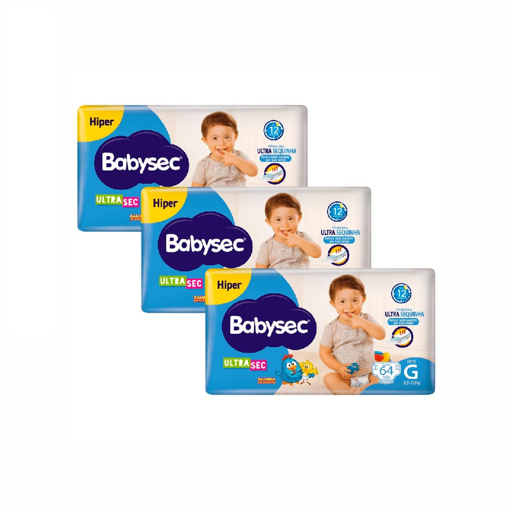 Kit Fralda Babysec Ultrasec G com 192 Unidades