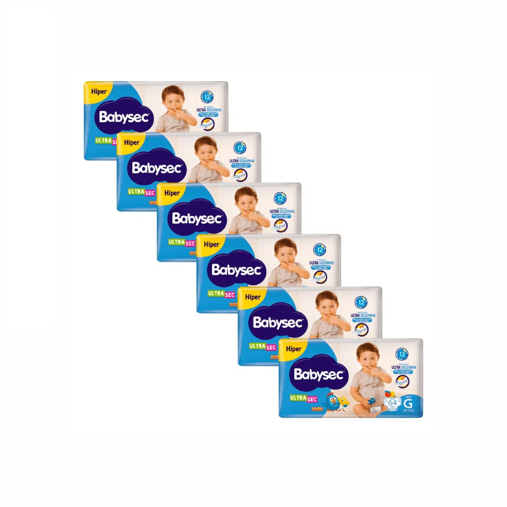 Kit Fralda Babysec Ultrasec G com 384 Unidades