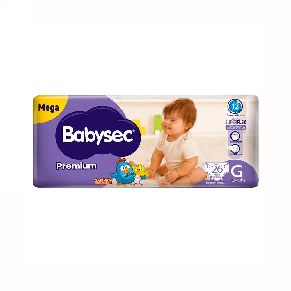 Fralda Babysec Premium G com 26 Unidades