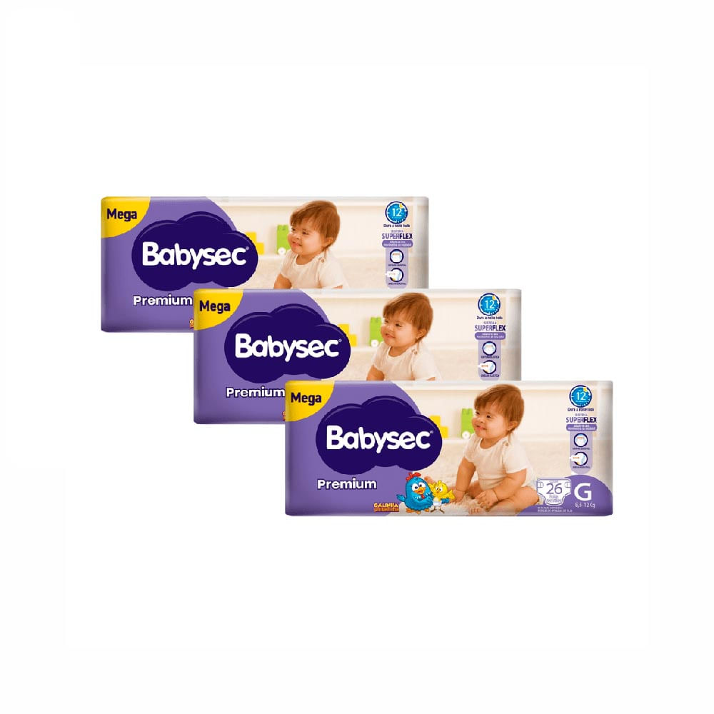Kit Fralda Babysec Premium G com 78 Unidades