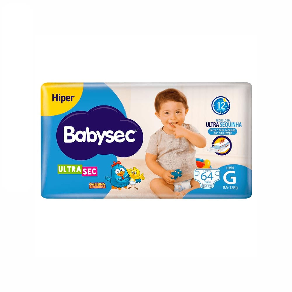 Fralda Babysec Ultrasec G com 64 Unidades