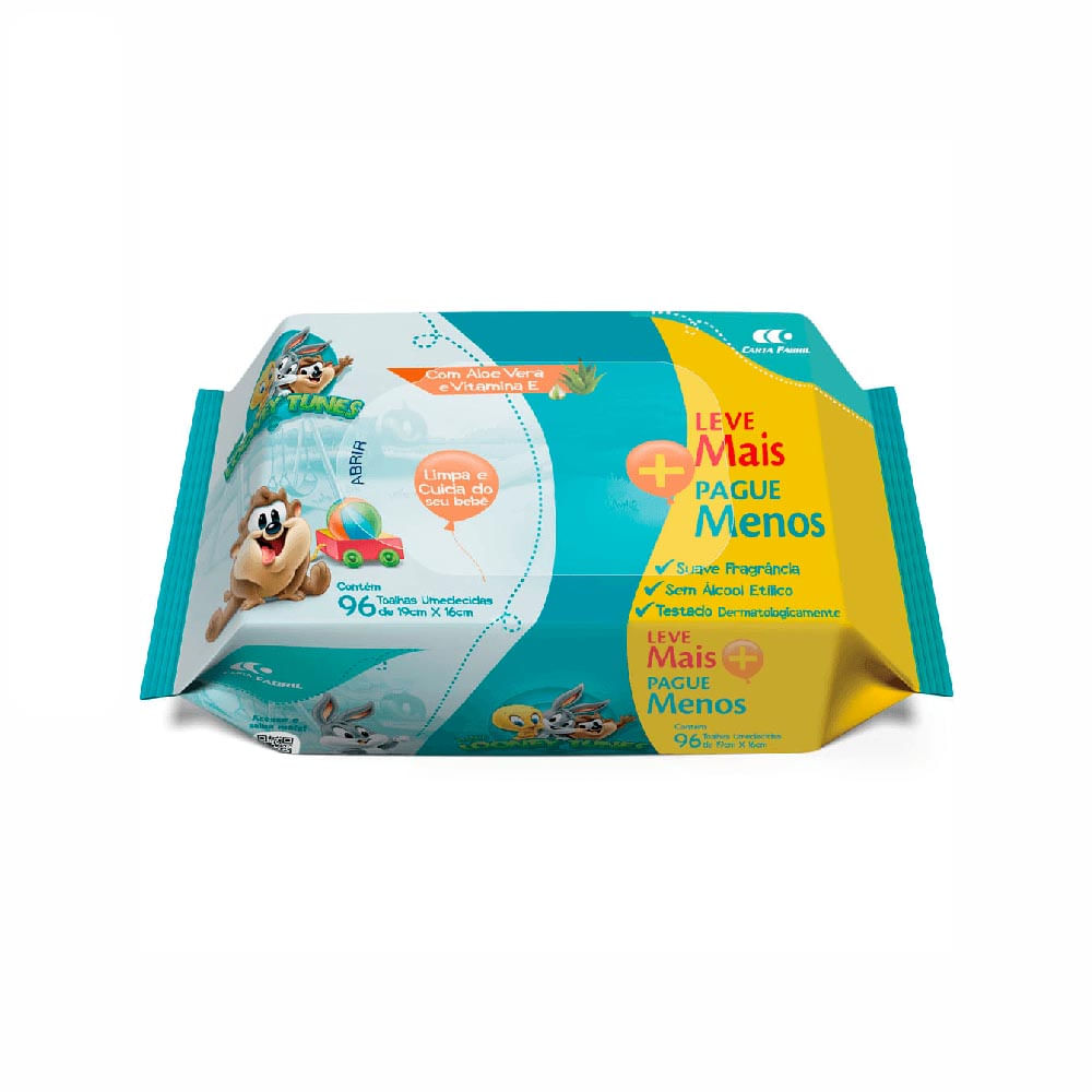 Lenço Umedecido Baby Looney Tunes com 92 Unidades