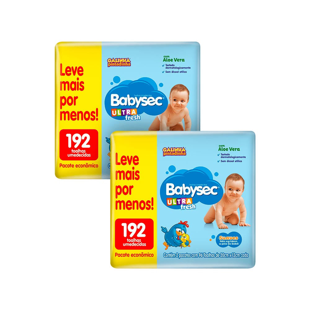 Lenço Umedecido Babysec Pacote Econômico com 384 Unidades