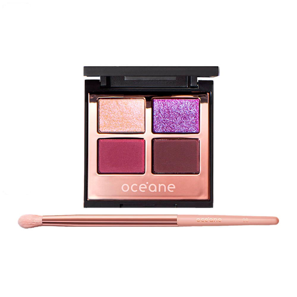 Kit Paleta De Sombras Night Glam Océane Edition + Pincel Para Sombra Ocn8 Océane