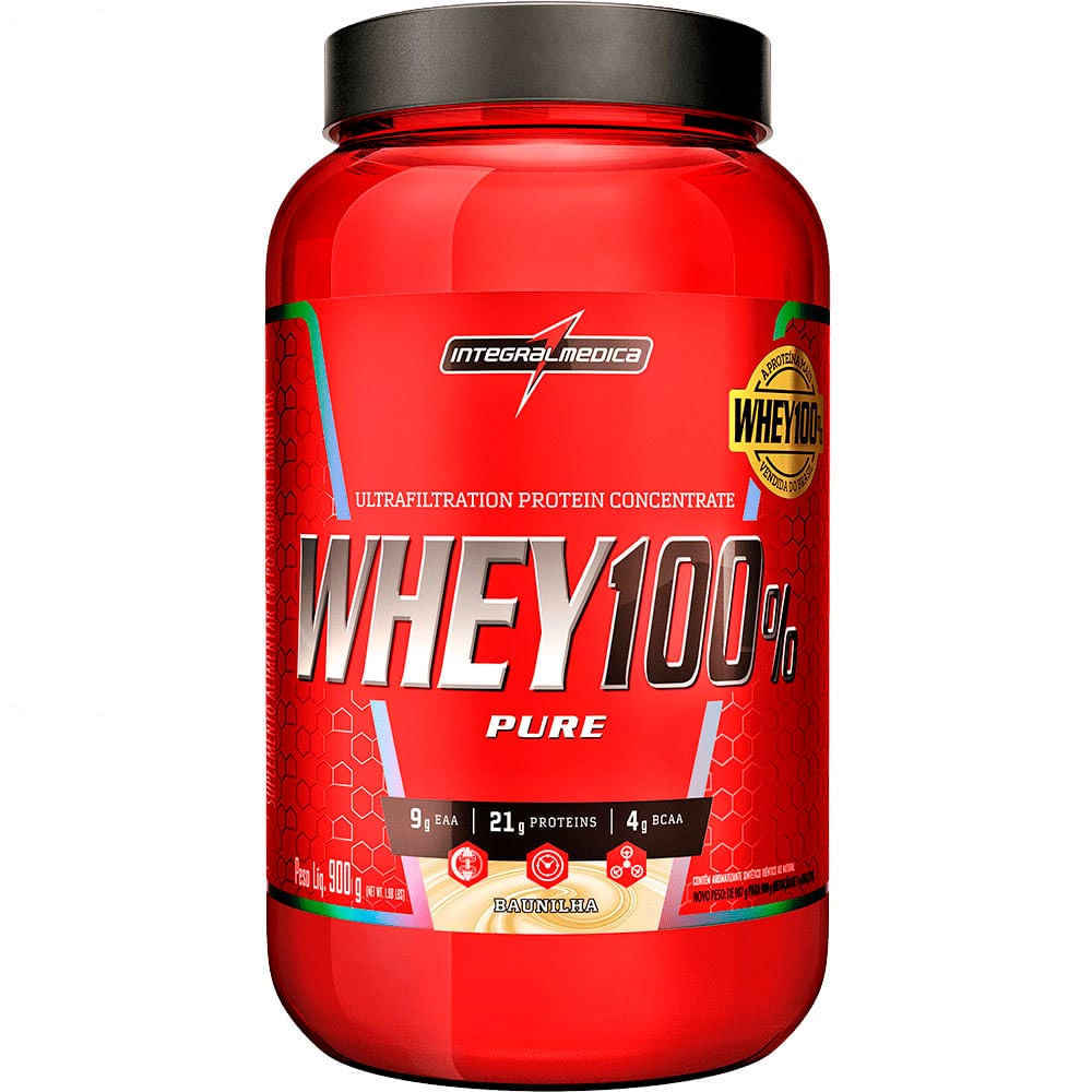 Suplemento Whey 100% Pure Integralmédica Baunilha Pote  900g