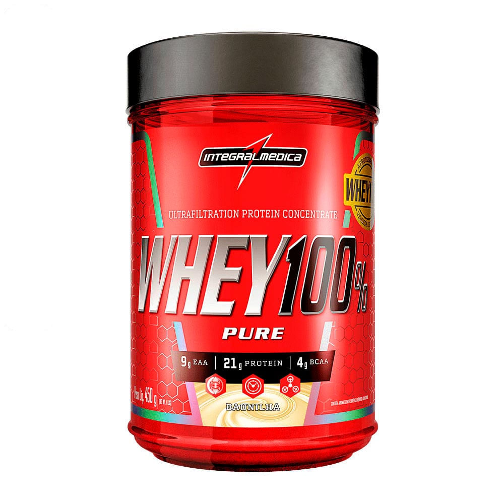 Suplemento Whey 100% Pure Integralmédica Baunilha Pote  450g