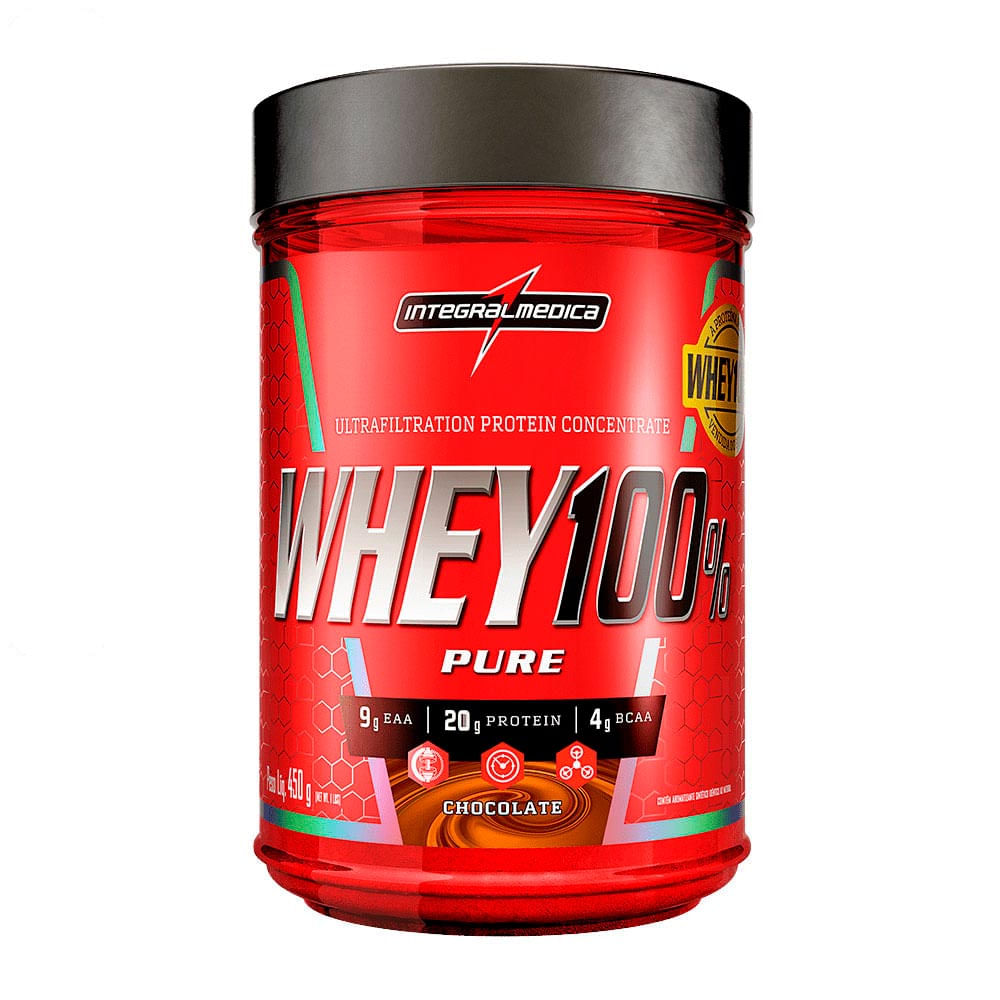 Suplemento Whey 100% Pure Integralmédica Chocolate Pote 450g