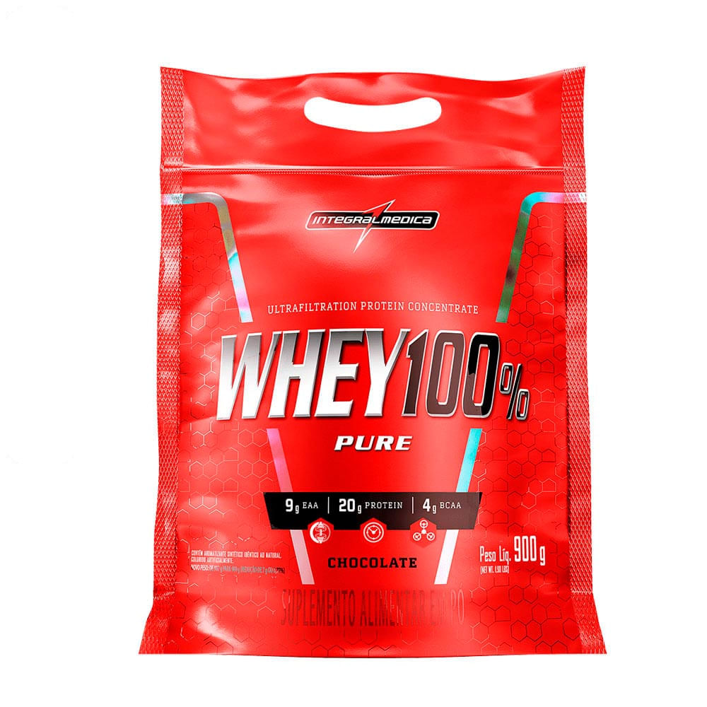 Suplemento Whey 100% Pure Integralmédica Chocolate Pouch 900g