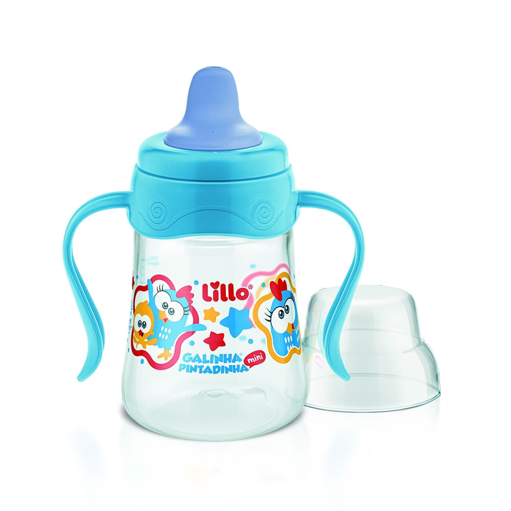 Caneca de Aprendizado Galinha Pintadinha Lillo Azul 180ml