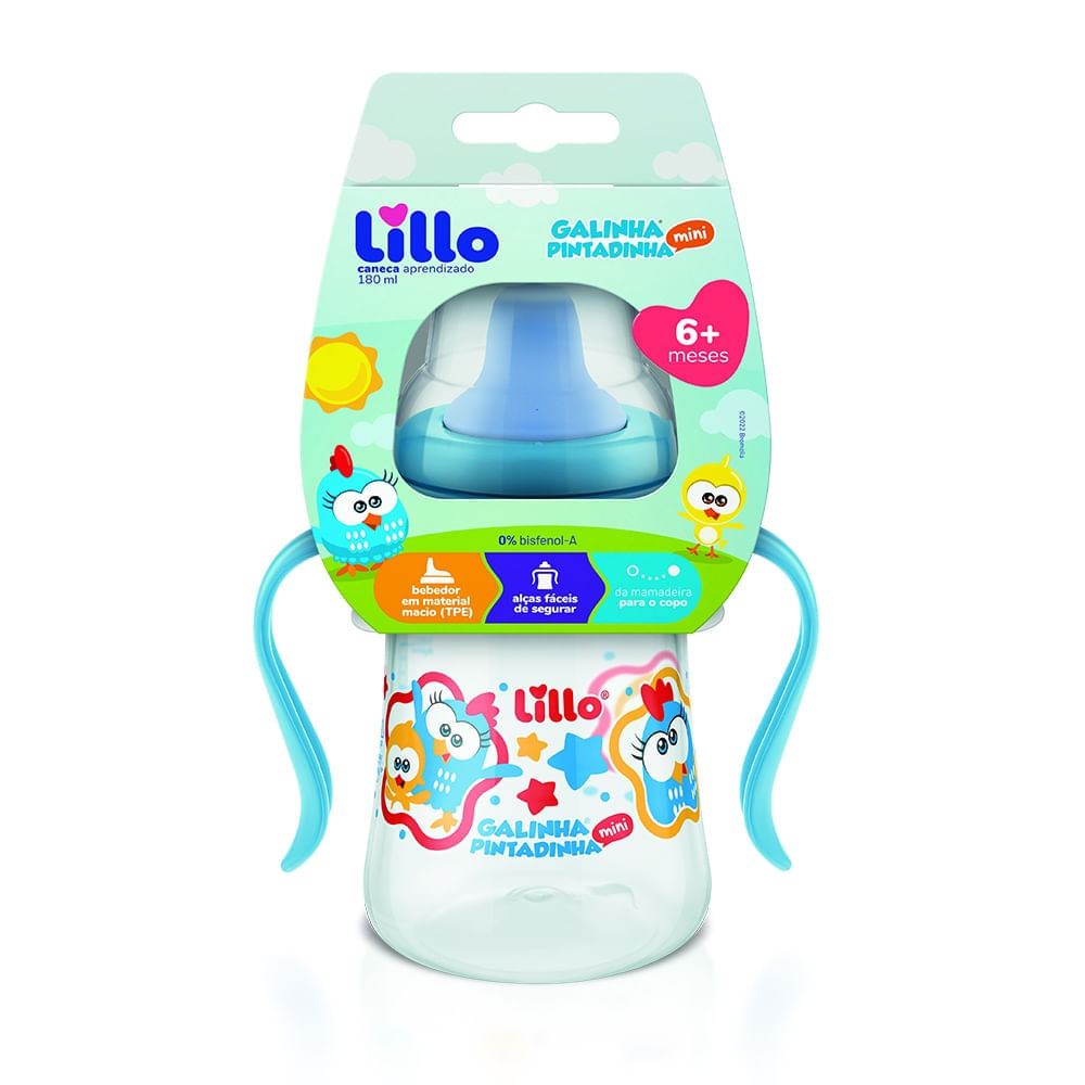 Caneca de Aprendizado Galinha Pintadinha Lillo Azul 180ml