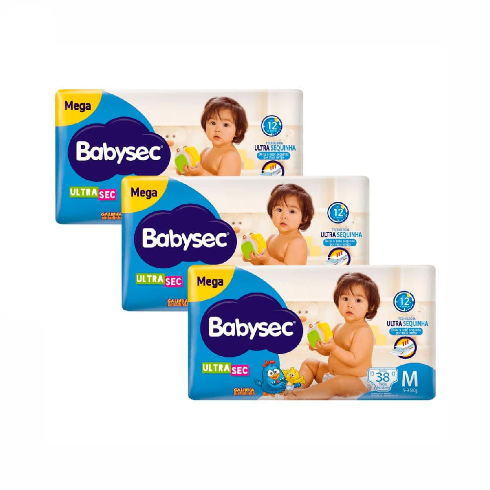 Kit Fralda Babysec Ultrasec M com 114 Unidades