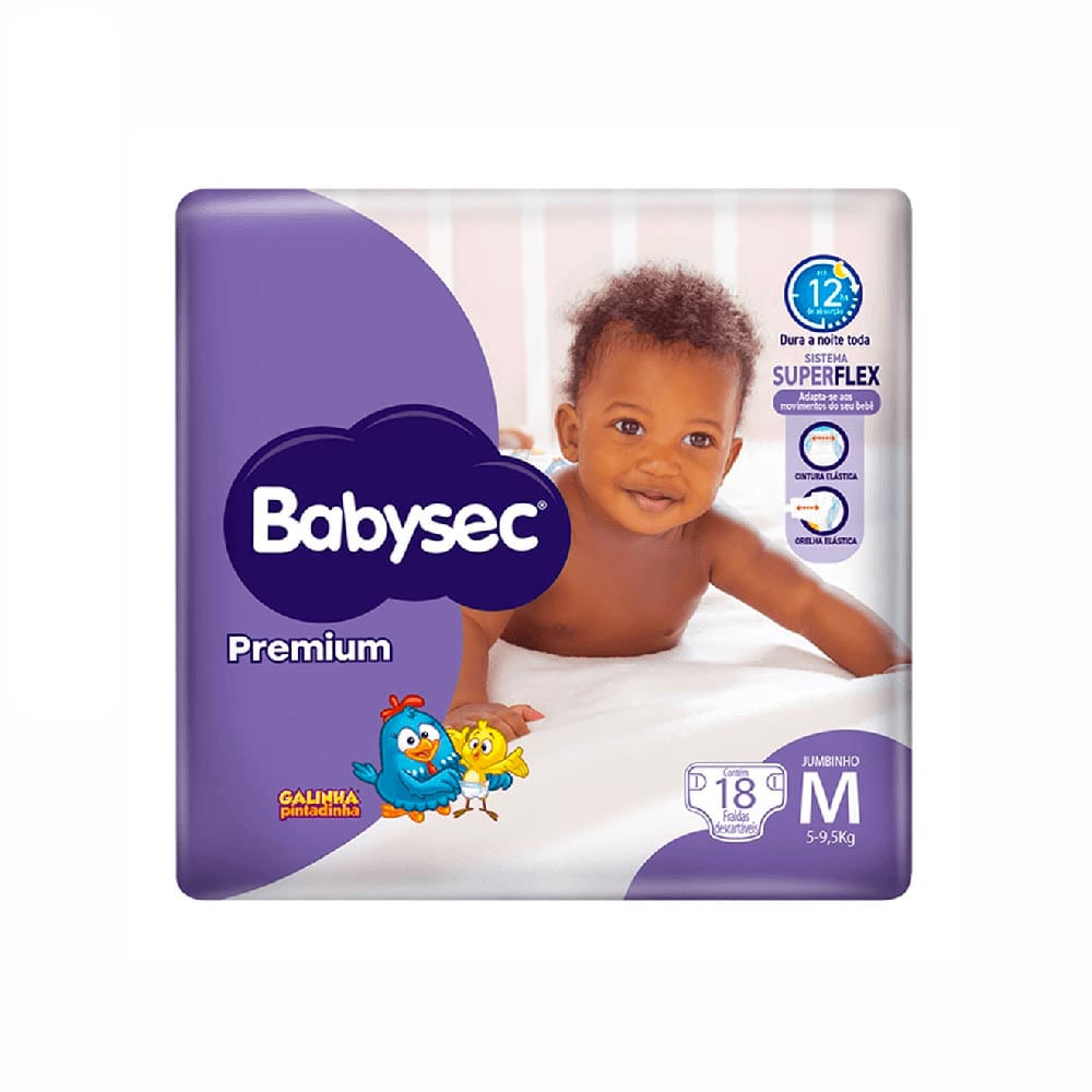 Fralda Babysec Premium M com 18 Unidades