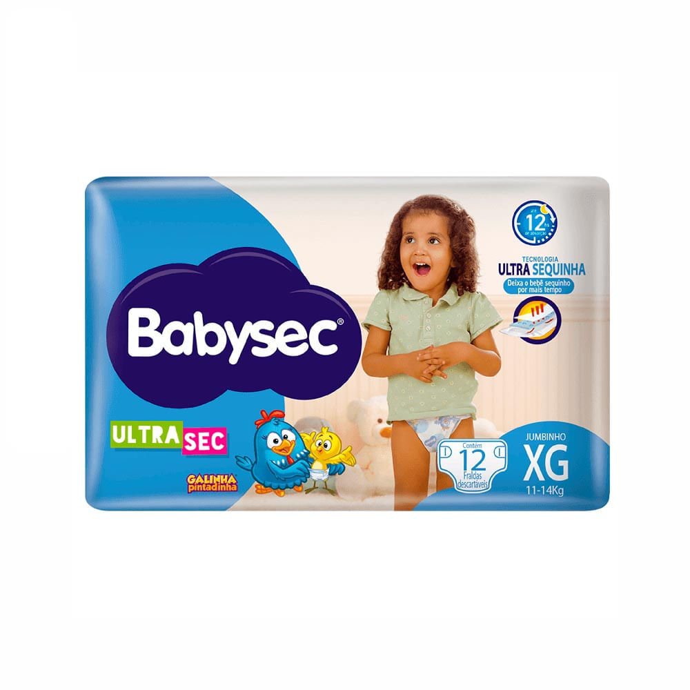 Fralda Babysec Ultrasec XG com 12 Unidades