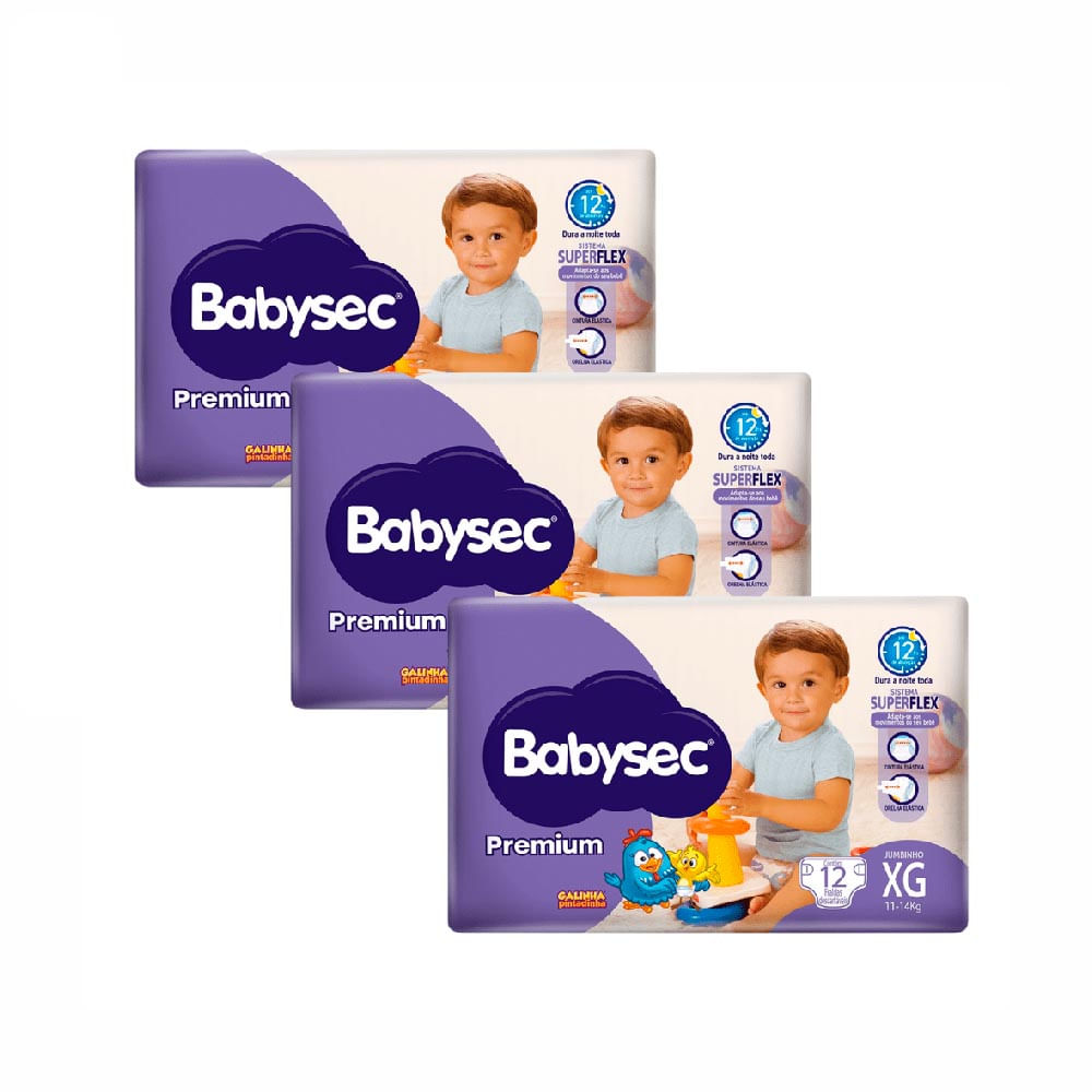 Kit Fralda Babysec Premium Xg com 36 Unidades