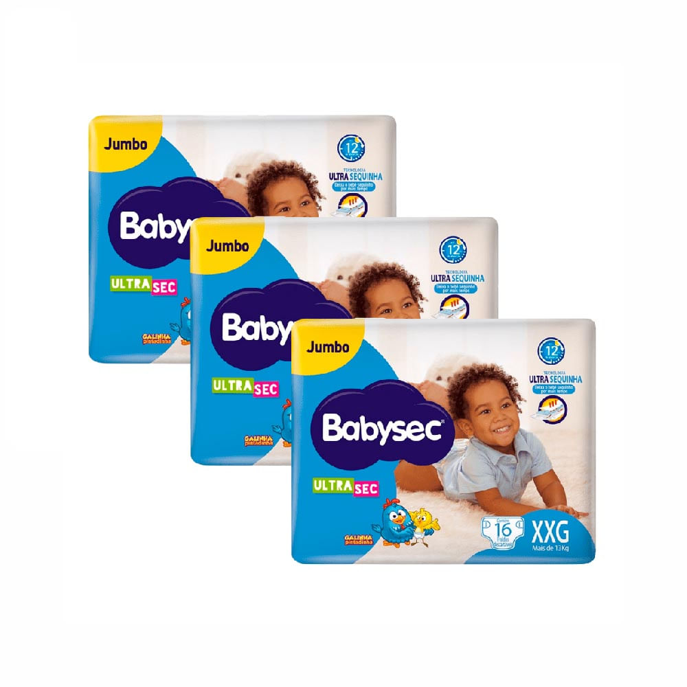 Kit Fralda Babysec Ultrasec Xxg com 48 Unidades