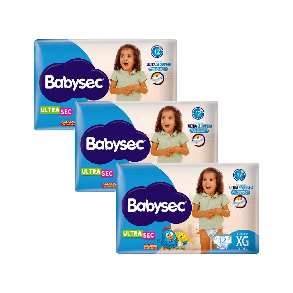 Kit Fralda Babysec Ultrasec Xg com 36 Unidades