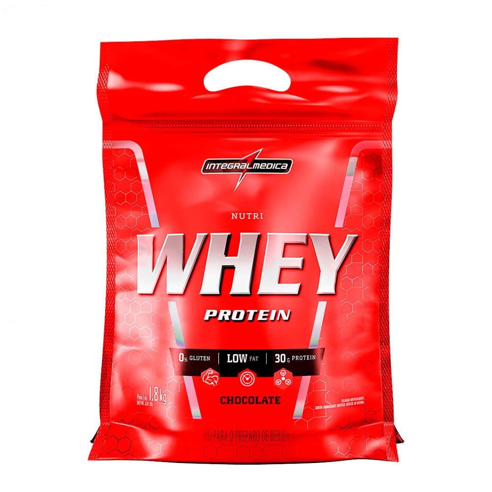 Suplemento Nutri Whey Protein Integralmédica Chocolate Pouch 1,8kg