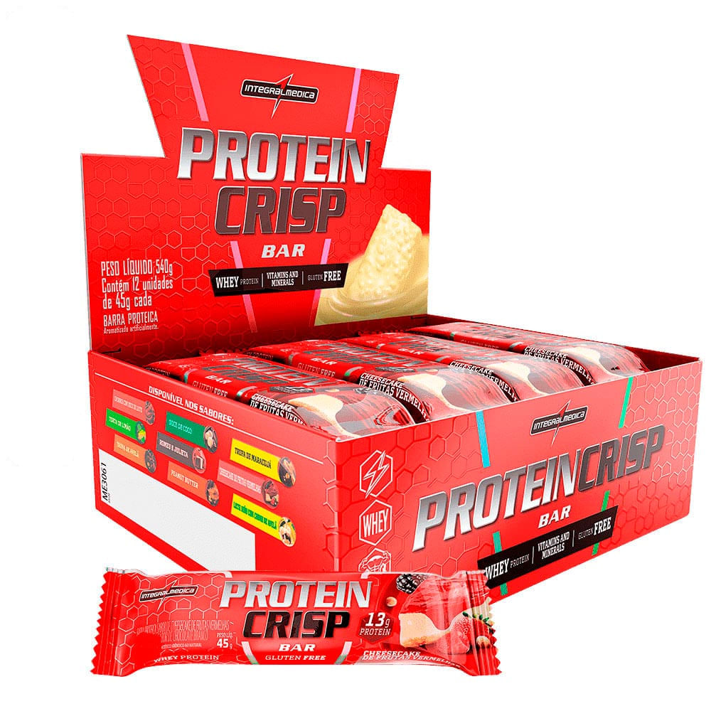 Barra Proteica Protein Crisp Bar Integralmédica Cheesecake Frutas Vermelhas 12 un
