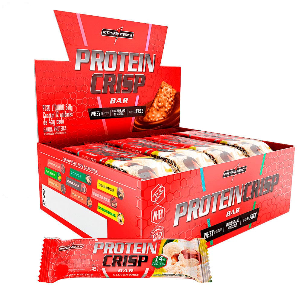 Barra Proteica Protein Crisp Bar Integralmédica Leite com creme de avelã 12 unid.