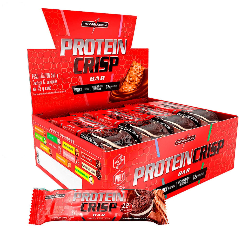 Barra Proteica Protein Crisp Bar Integralmédica Cookies and Cream 12 unid