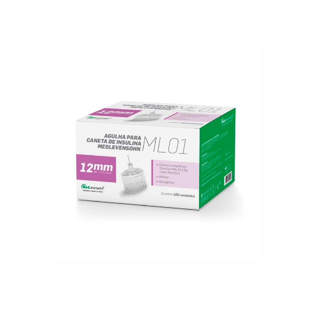 Agulha 12mm para Caneta de Insulina Medlevensohn 100 Un.