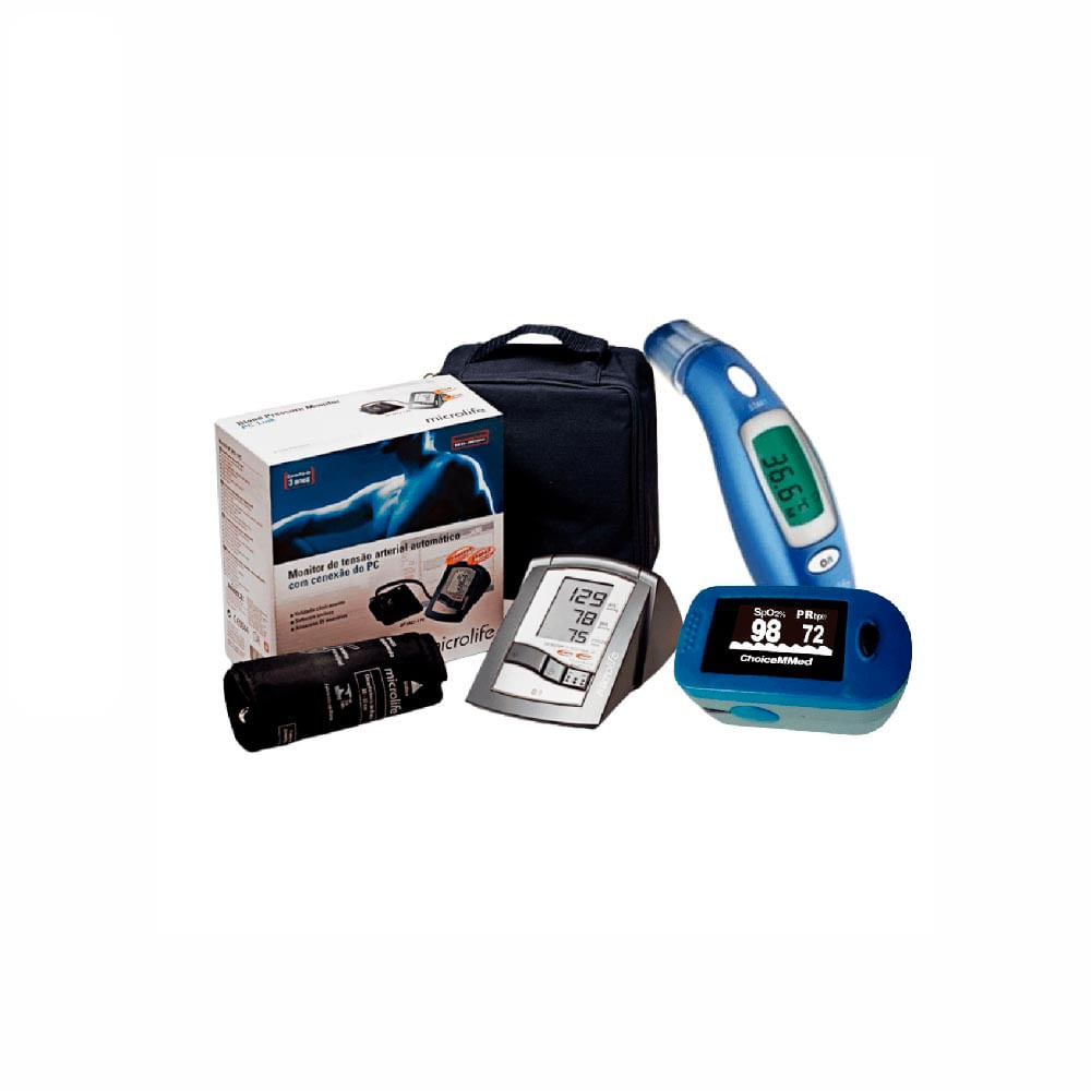 Kit Saúde: Medidor de Pressão + Termômetro + Oxímetro