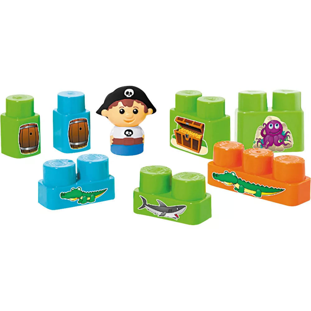 Blocos de Montar Navio Pirata Baby Land 30 Peças