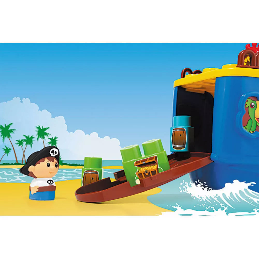 Blocos de Montar Navio Pirata Baby Land 30 Peças