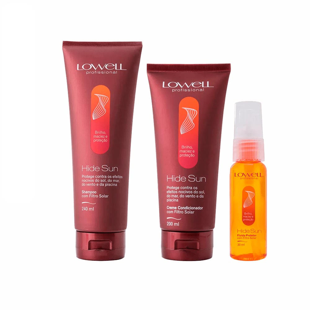 Kit Lowell Hide Sun Shampoo 240Ml + Condicionador 200Ml + Fluído 30Ml