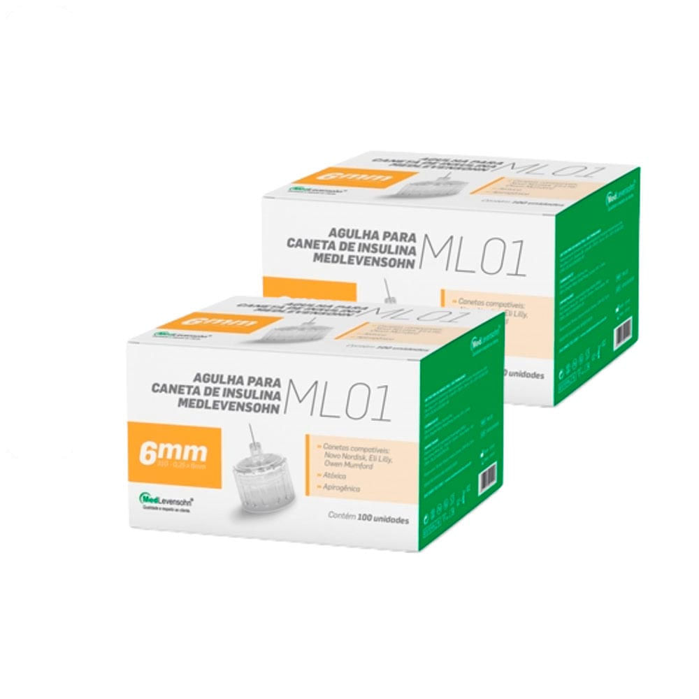Agulha Caneta Insulina 6mm Medlevensohn 2 Unidades