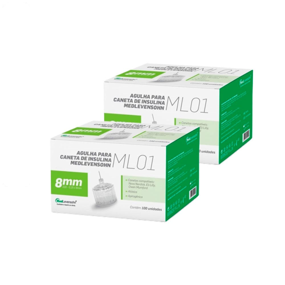 Agulha Caneta Insulina 8mm Medlevensohn 2 unidades