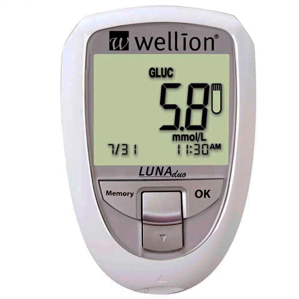 Medidor de Colesterol e Glicose Luna Duo Branco Wellion