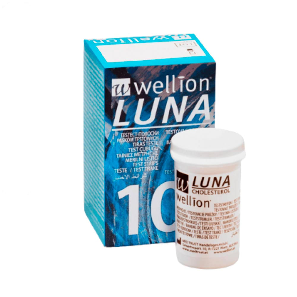 10 Tiras para Medição de Colesterol Luna Wellion