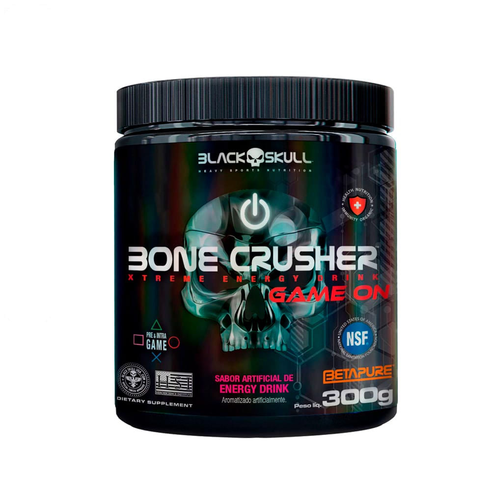 Suplemento Alimentar Bone Crusher Game On Black Skull 300g Sabor Energético