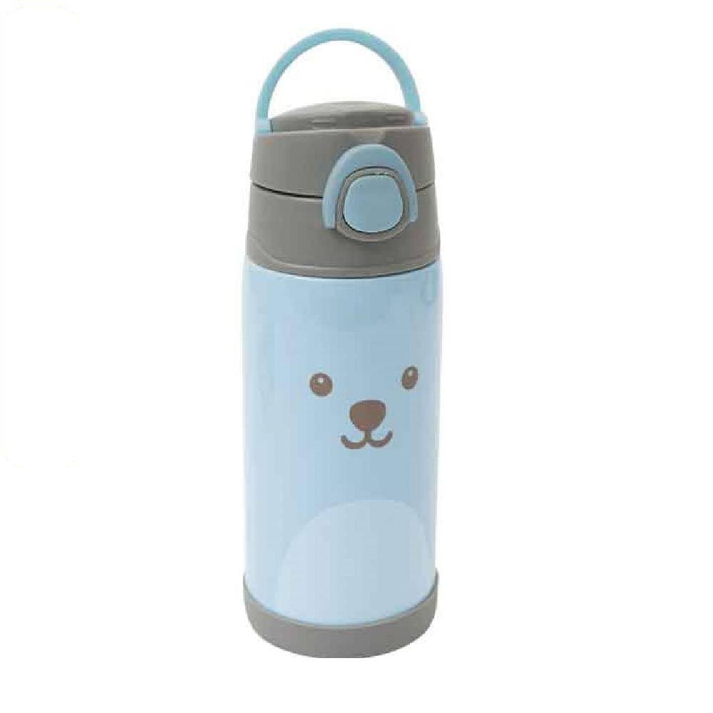 Copo Térmico Parede Dupla Com Canudo 400ml Gumy Azul Buba