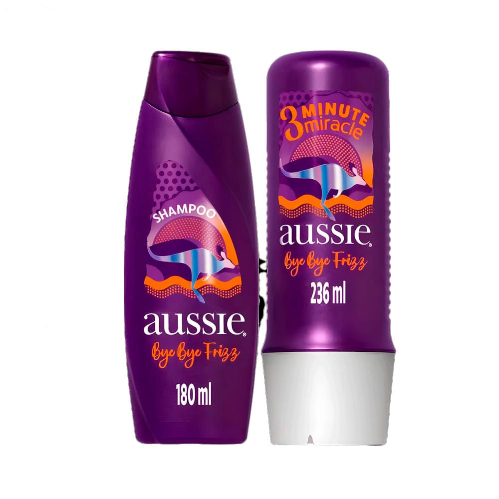 Kit Bye Bye Frizz Aussie Shampoo 180ml + Creme de Tratamento 3 Minute Miracle 236ml