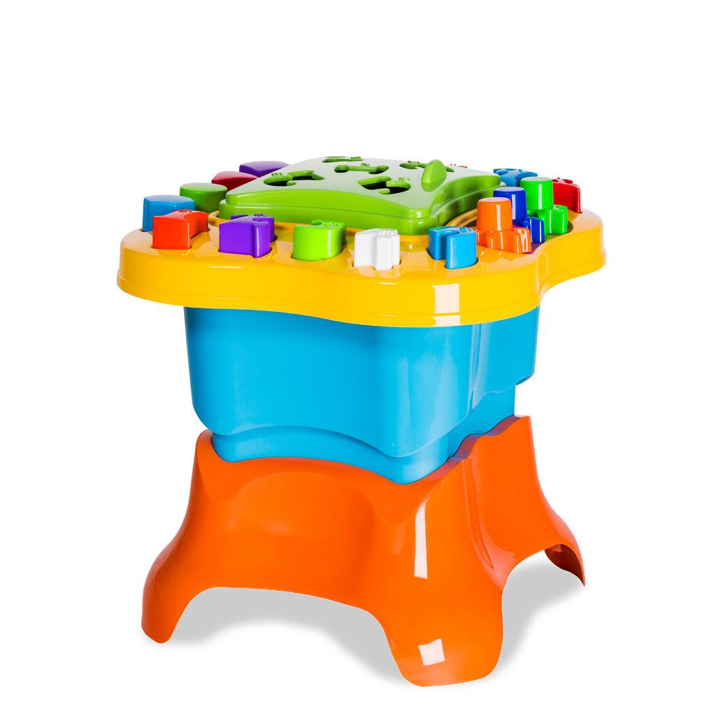 Brinquedo Educativo Blocos de Encaixar Mesa de Atividades Baby Land Cardoso 17 Peças