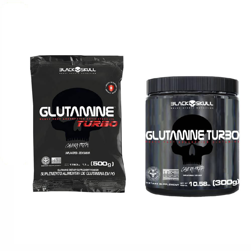KIT GLUTAMINE TURBO (POTE + REFIL) BLACK SKULL