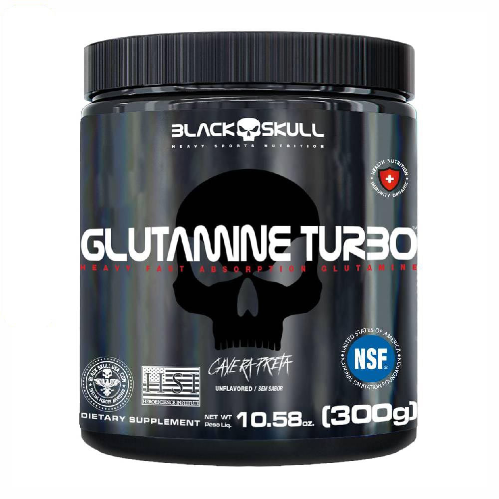 GLUTAMINA GLUTAMINE TURBO CAVEIRA PRETA 300G